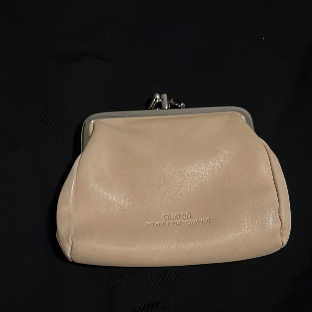 Buxton Beige Leather Clutch
